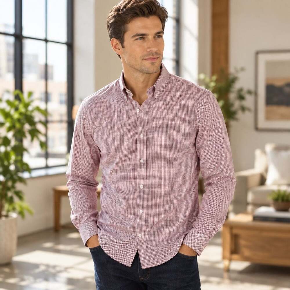 Charles Tyrwhitt Classic Fit Non-Iron Shirt 16.5/2/36in Red White Gingham